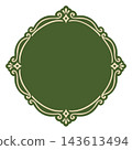 Round Green Ornamental Frame with Cream Flourishes and Blank Center 143613494