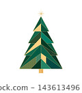 Emerald Geometric Christmas Tree with Golden Star and Fine Line Decoration 143613496