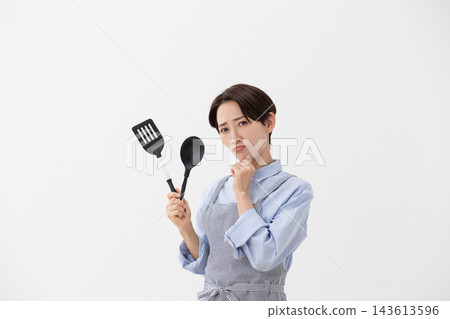 The image of a woman struggling in the kitchen The image of a woman struggling in the kitchen 143613596