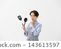 The image of a woman struggling in the kitchen 143613597