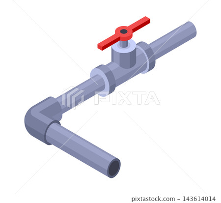 Isometric pipe. Water tube or pipeline with red valve. Oil or gas industry tube construction. Plastic plumbing system 3d. Piece of pipe Isometric pipe. Water tube or pipeline with red valve. Oil or gas industry tube construction. Plastic plumbing system 3d. Piece of pipe 143614014