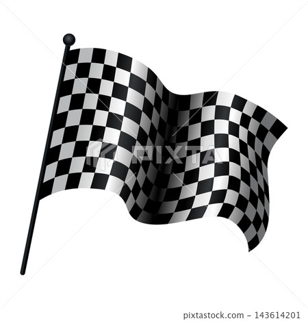Racing flag icon. Realistic waving checkered flag for sports competitions, racing and tournaments. Design element for app Racing flag icon. Realistic waving checkered flag for sports competitions, racing and tournaments. Design element for app 143614201