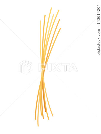Raw spaghetti pasta realistic. Traditional Italian product for cooking different dishes, Bolognese, Carbonara and others. Delicious food icon isolated on white background. Vector illustration 143614204