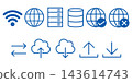Communication/Network Icon Set: Wi-Fi Server (Simple, Blue) 143614743