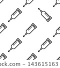Seamless syringe pattern, medical background, black. 143615163