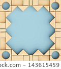 Square Ornamental Frame Made of Natural Unpainted Wooden Toy Blocks with Copy Space 143615459