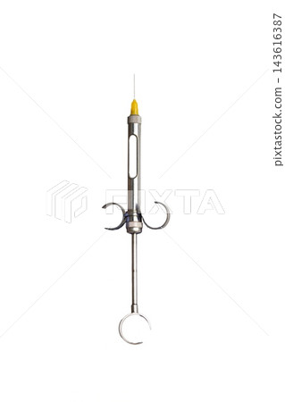Dental carpule syringe for local anesthetic injection on white background 143616387