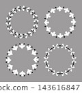 Set of 4 modern circular frames with leaf and dot designs (white and black with gray background) 143616847