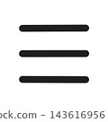 Menu icon: Hamburger, simple, black. 143616956