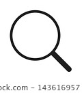 Search icon, magnifying glass, simple, black. 143616957