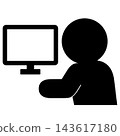 A simple pictogram of a person checking a computer screen. 143617180