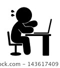 A simple pictogram of a person having trouble with computer work. 143617409