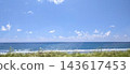Japan's blue lakes and blue skies, sparkling water surfaces and white waves 143617453