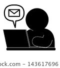 A simple pictogram of a person sending an email. 143617696