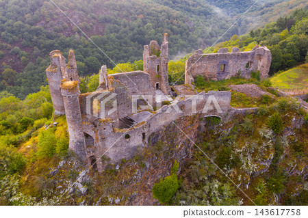 Scenic view of the ruin castle Chateau Rocher Scenic view of the ruin castle Chateau Rocher 143617758