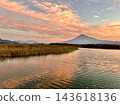 Sunrise and Mount Fuji as seen from the Fujikawa River 143618136