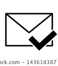 Simple icon for emails with a checkmark. 143618387