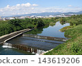 The Akutagawa River flowing through Takatsuki City and the lush green river scenery - Osaka Prefecture 143619206