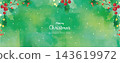 一幅水彩風格的聖誕背景圖，圖案為冬青和紅色漿果。 143619972