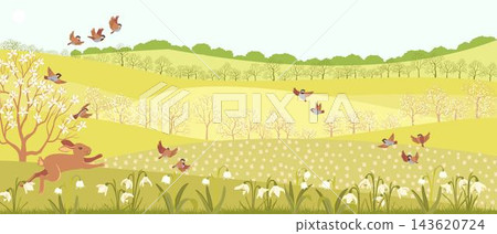 vector drawing spring landscapes vector drawing spring landscapes 143620724