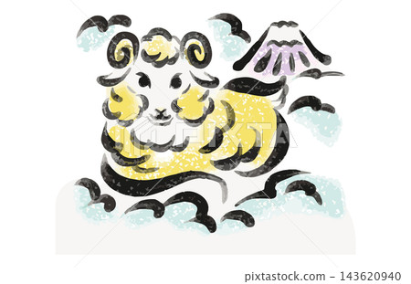 Ink painting, sumi-e (ink painting), sheep, Year of the Sheep, New Year's card, illustration, hand-drawn, watercolor, Japanese painting, printmaking, brush, Japanese style, New Year's card material Ink painting, sumi-e (ink painting), sheep, Year of the Sheep, New Year's card, illustration, hand-drawn, watercolor, Japanese painting, printmaking, brush, Japanese style, New Year's card material 143620940