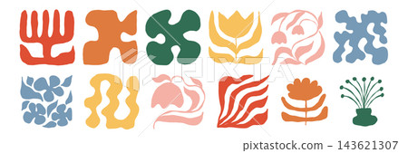 Abstract organic shape collection inspired by flowers leaves and botanical forms. Bold minimal graphic elements create a playful modern set for branding posters stickers and creative design projects. Abstract organic shape collection inspired by flowers leaves and botanical forms. Bold minimal graphic elements create a playful modern set for branding posters stickers and creative design projects. 143621307