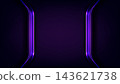 Futuristic dark purple abstract background with glowing neon metallic panels and central copy space, modern technology design presentations and digital product showcases 143621738