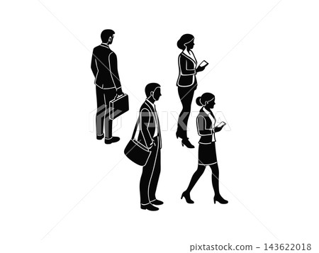 Set of Business working suit silhouette 143622018