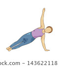 Illustration of woman performing side plank yoga pose 143622118