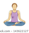 Illustration of person meditating in lotus position 143622127