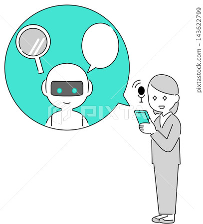 圖中一位商人正在透過智慧型手機上的人工智慧聊天機器人提問並尋求建議。 圖中一位商人正在透過智慧型手機上的人工智慧聊天機器人提問並尋求建議。 143622799