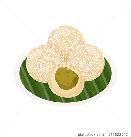 Illustration of Onde-Onde Indonesian Food Illustration of Onde-Onde Indonesian Food 143622942