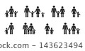 Family pictogram icon set with parents and children silhouettes, family solid icon set with parents and child simple silhouette set isolated on white background. 143623494