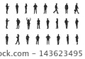 Business people silhouettes set featuring corporate men and women standing, walking, talking, and celebrating isolated on white background. 143623495