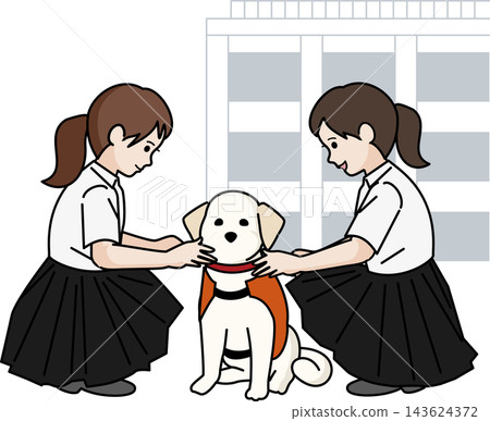 一隻校犬和兩名女學生 143624372