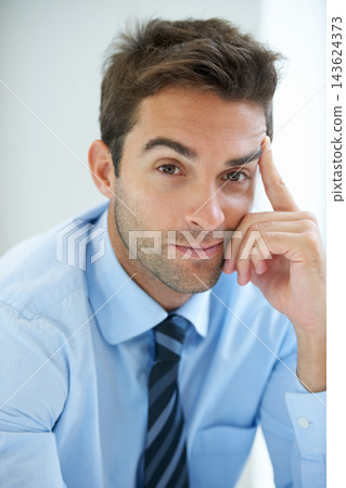 Businessman, portrait or thinking in office for career, professional and employee at corporate job. Entrepreneur, face and person or thoughtful with calm expression, confidence or pride at workplace Businessman, portrait or thinking in office for career, professional and employee at corporate job. Entrepreneur, face and person or thoughtful with calm expression, confidence or pride at workplace 143624373