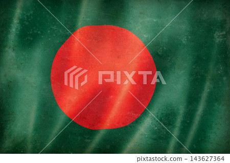 Old vintage flag of Bangladesh, worn and stained 143627364
