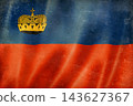 Old vintage flag of Liechtenstein, worn and stained 143627367