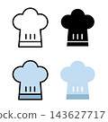 Chef hat icon, chef hat, cook, hat, restaurant, gourmet, black and white, color, vector illustration 143627717
