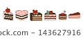 Set of cake slices and pastries 143627916