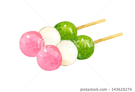 Hanami Dango (Three-Colored Dumplings) - Set of 2 - Hand-Painted Watercolor Illustration Material Hanami Dango (Three-Colored Dumplings) - Set of 2 - Hand-Painted Watercolor Illustration Material 143628274