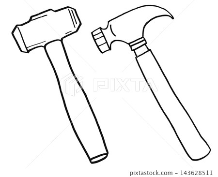 簡筆畫,線條畫,工具套裝,錘子 簡筆畫,線條畫,工具套裝,錘子 143628511