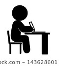 A simple pictogram of a person writing in a notebook. 143628601
