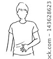 簡筆畫：一個男人撫摸著自己的肚子。 143628623