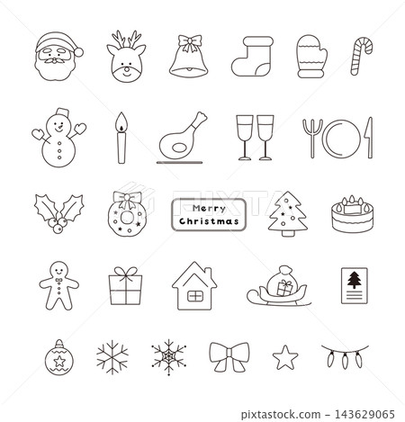 A set of simple and cute Christmas icons A set of simple and cute Christmas icons 143629065
