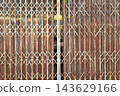 old style of closed steel door 143629166