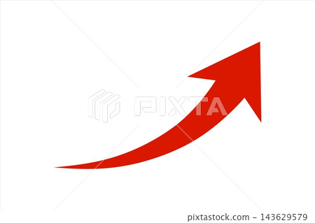 A vibrant, solid red upward-pointing arrow stands out against a white background, its curve extending to the upper right symbolizing growth, progress, success, and increase—a business-oriented design. A vibrant, solid red upward-pointing arrow stands out against a white background, its curve extending to the upper right symbolizing growth, progress, success, and increase—a business-oriented design. 143629579