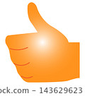 An orange thumbs-up hand illustration icon. 143629623