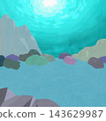 Underwater scene illustration (vector) with sunlight shining into the clear blue ocean. 143629987