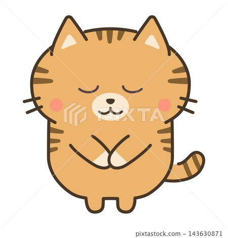 A tabby cat solemnly apologizing. A tabby cat solemnly apologizing. 143630871